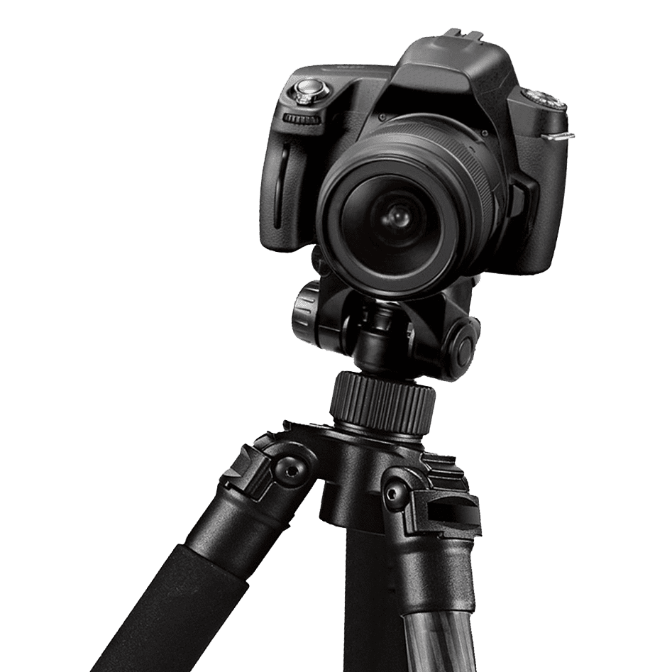 Scale With Video A black digital camera, perfect for business owners focusing on content creation in Texas, is mounted on a tripod with a center column and adjustable legs. The camera lens faces forward, ready to scale with video projects. Texas